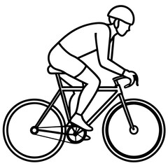 Fototapeta premium Line art vector silhouette of a person riding a fixie bike