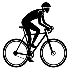 Naklejka premium Line art vector silhouette of a person riding a fixie bike