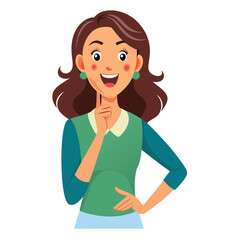 happy woman tells secret by putting palm to mouth 