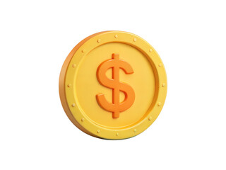 3D Render of a Yellow Coin with Dollar Sign