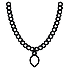 line art pearl necklace with rounded beads in a minimalist style