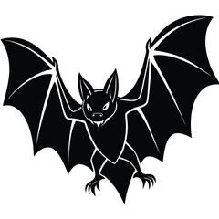 Dark Silhouette Bat Flying Creature Open Wings Horror Spooky Halloween Night Fright Icon