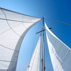 Sailing Yacht White Sails Blue Sky Freedom Summer AI
