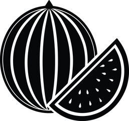 Watermelon Silhouette Vector | Fruit, Summer Snack & Juicy Food Vector