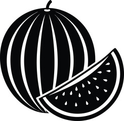 Watermelon Silhouette Vector | Fruit, Summer Snack & Juicy Food Vector
