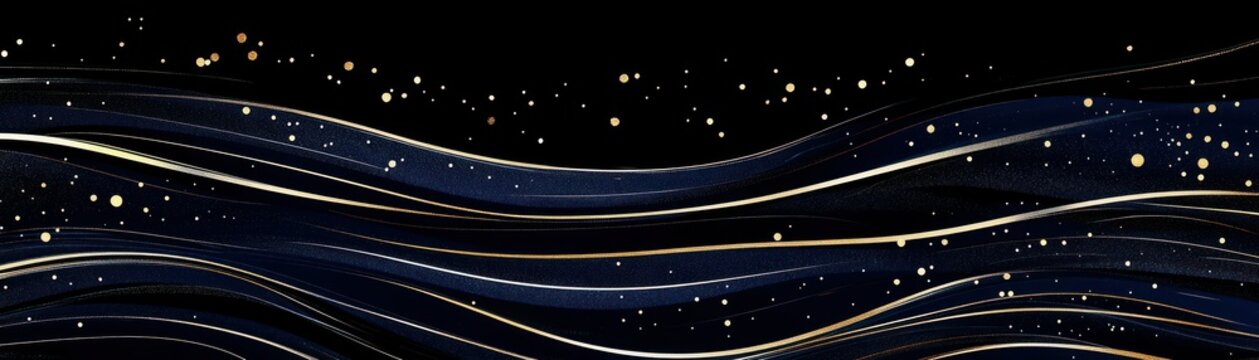 Elegant abstract artwork of flowing lines and speckled highlights