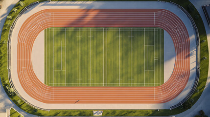 Aerial View of Athletic Track and Rugby Field