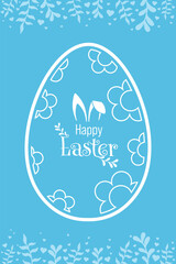 Happy Easter Vector Creative Greeting Card or Banner Design. Decorated Easter Eggs, Bunny Ears, Spring Flowers and Plants decorations. Painted and Ornamental Eggs. Creative Easter and Spring Frame