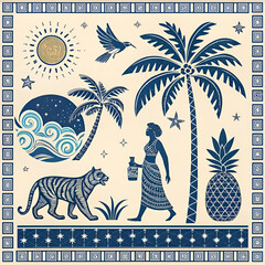 vector illustration of a tropical beach