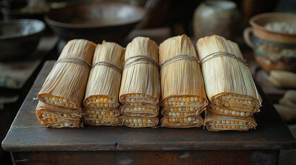 Rustic Corn Bundles Displayed at Festa Junina Celebration, Ai Generated Images