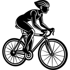 Fototapeta premium Line art vector silhouette of a woman person riding a road bike in a racing position