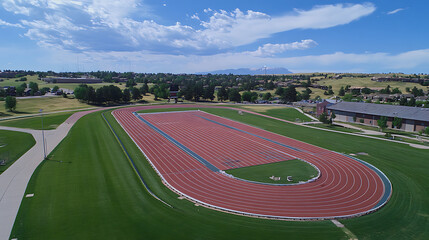 Aerial View of a 400m Running Track on a Sunny Day