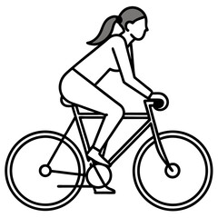 Obraz premium Line art vector silhouette of a woman person riding