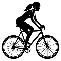 Fototapeta premium Line art vector silhouette of a woman person riding