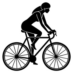 Fototapeta premium Line art vector silhouette of a woman person riding