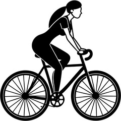 Fototapeta premium Line art vector silhouette of a woman person riding