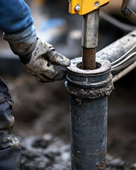 Heavy equipment mechanic repairing an excavator engine. Featuring problem-solving and expertise