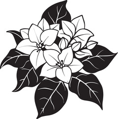 Black and white floral vector illustration features a seamless leaf pattern design.