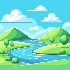 Obraz premium vector illustration of a landscape