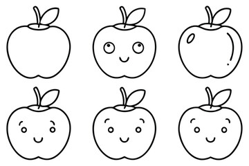 monkey apple line art cute cartoon jungle fruit