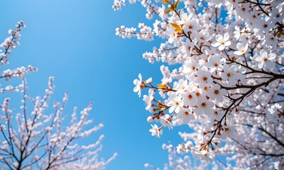 Cherry blossom flowers blooming in springtime.
