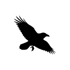 Obraz premium crow flying silhouette icon vector flat design.