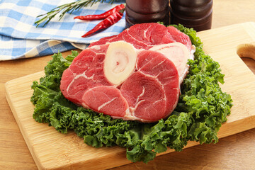 Raw ossobuco beef meat for cooking