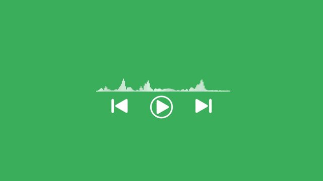 Play bar online music application with play pause icons, Audio player interface with loading bar, buttons, sound wave icon. Graphic mediaplayer panel template for mobile apps