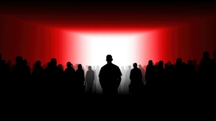 Colorful silhouette pf person standing in monochrome crowd of different people,surreal unique and different concept,loneliness in society,shadow,freedom,Love,be yourself,Stand out from the crowd.
