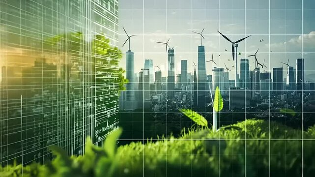 Sustainable technology intertwining nature and the modern urban environment