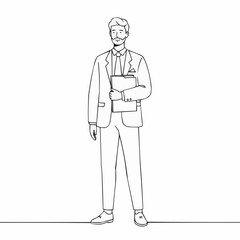 Hopeful job candidate standing confidently in a minimalistic style  