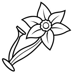 Vector silhouette of a daffodil with trumpet-like petals and a slender stem
