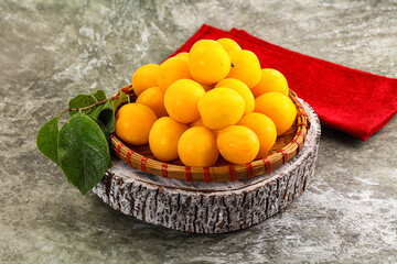 Ripe sweet juicy yellow plum