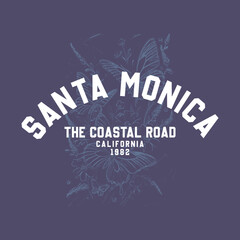 Vintage Santa Monica Graphic – Coastal Road California 1982 Design typographic illustration slogan for print t-shirt, t ,tee, ladies, woman, girl.       

