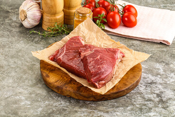 Raw marble uncooked beef steak