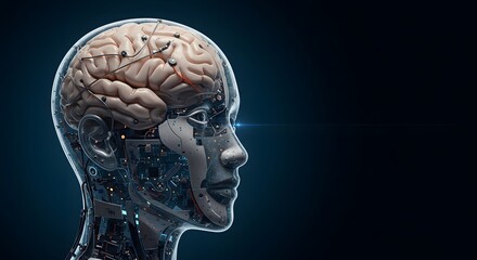 Obraz premium Human brain anatomy detailed profile illustration