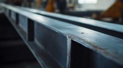 Ironworker welding steel beams on a construction site. Featuring welding and structural work