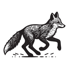 Fototapeta premium Simple Red Fox Running Vector Icon Design – Vintage Retro Logo & Illustration