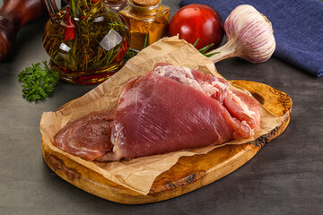 Raw uncooked turkey thigh fillet