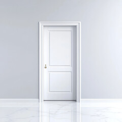 White Interior Door in Minimalist Room with Light Gray Walls