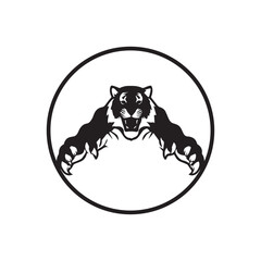 vector illustration of a black cat, tiger head illustration isolated on white background. 