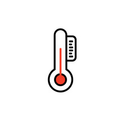 Thermometer icon displaying temperature measurement in red  