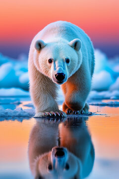 A polar bear standing on top of an ice floer