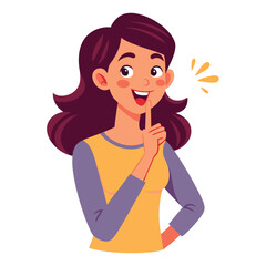 happy woman tells secret by putting palm to mouth