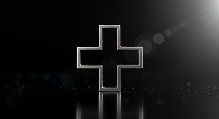 Metallic Cross Symbol: Dark, Minimalist Design