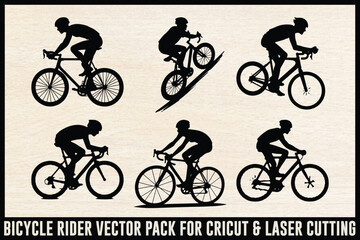 Fototapeta premium Cyclist Silhouette SVG Bundle | Bicycle Rider Vector Pack for Cricut & Laser Cutting