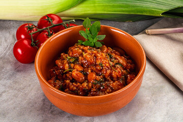 Chili con carne with beef and beans
