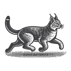 Fototapeta premium Simple Bobcat Running Vector Icon Design – Vintage Retro Logo & Illustration