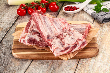 Raw pork ribs for cooking