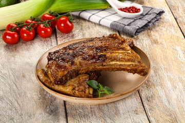 Tasty roasted pork ribs with spices
